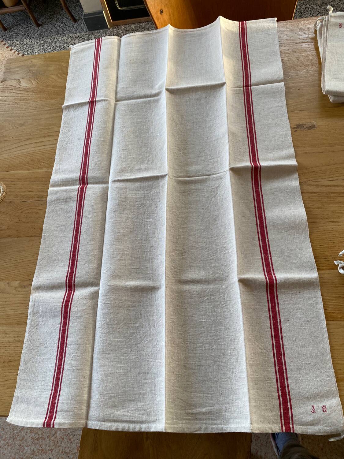 3 BF embroidered linen tea towels