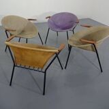 Danish Sueded Balloon Chairs by Hans Olsen for Lea Furniture, 1950s, Set of 4