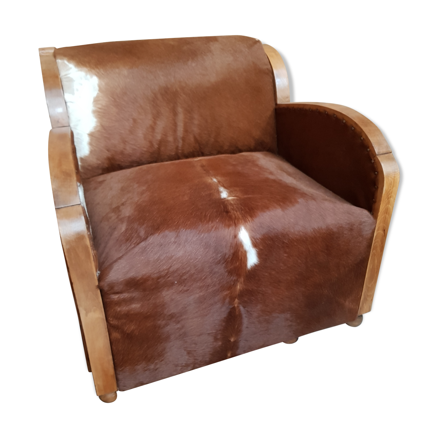 Ancient chair covered with cowskin