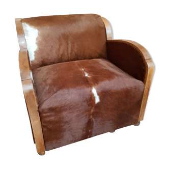 Ancient chair covered with cowskin