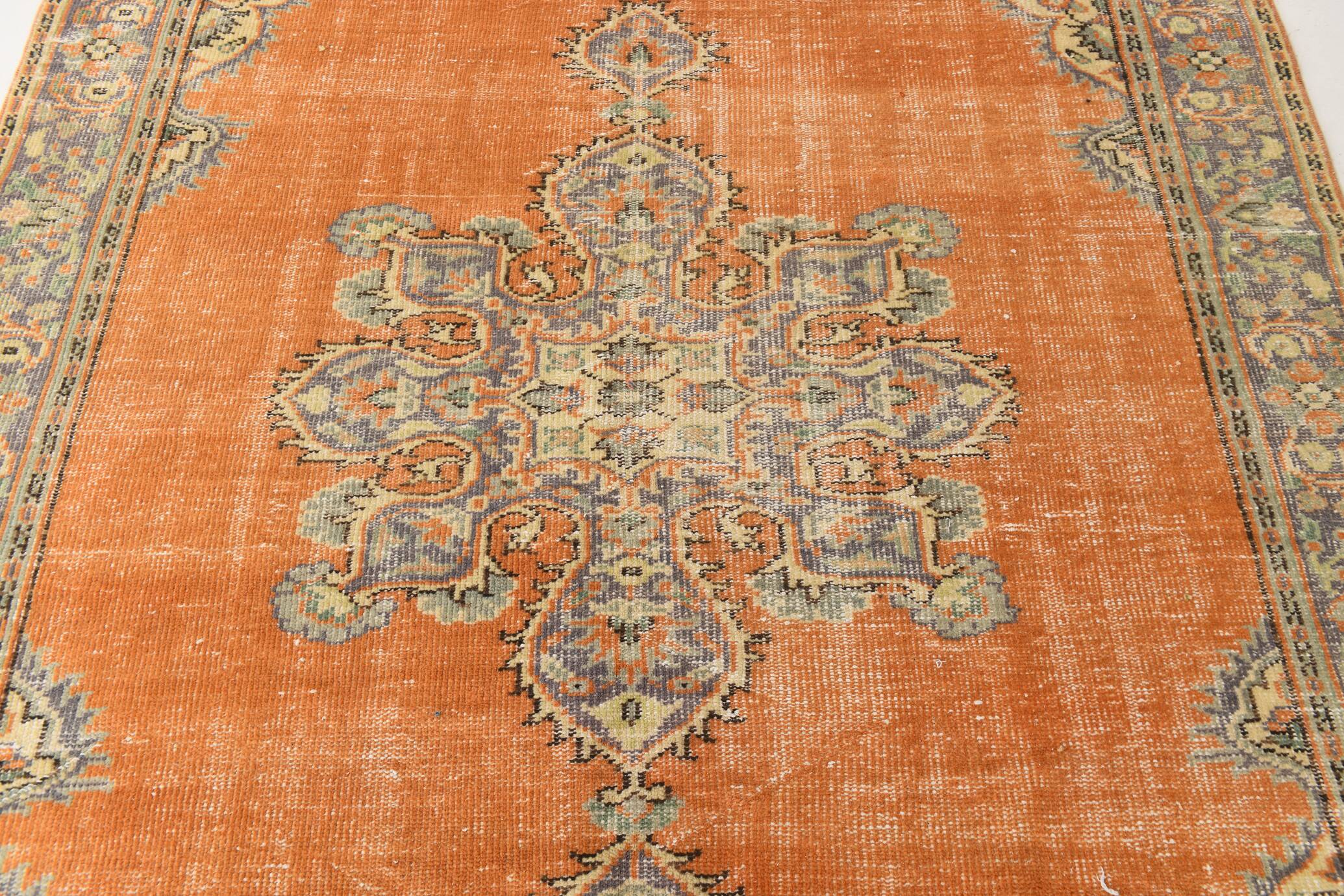 6x8 Brunt Orange & Beige Aesthetic Vintage Rug, 188x262Cm