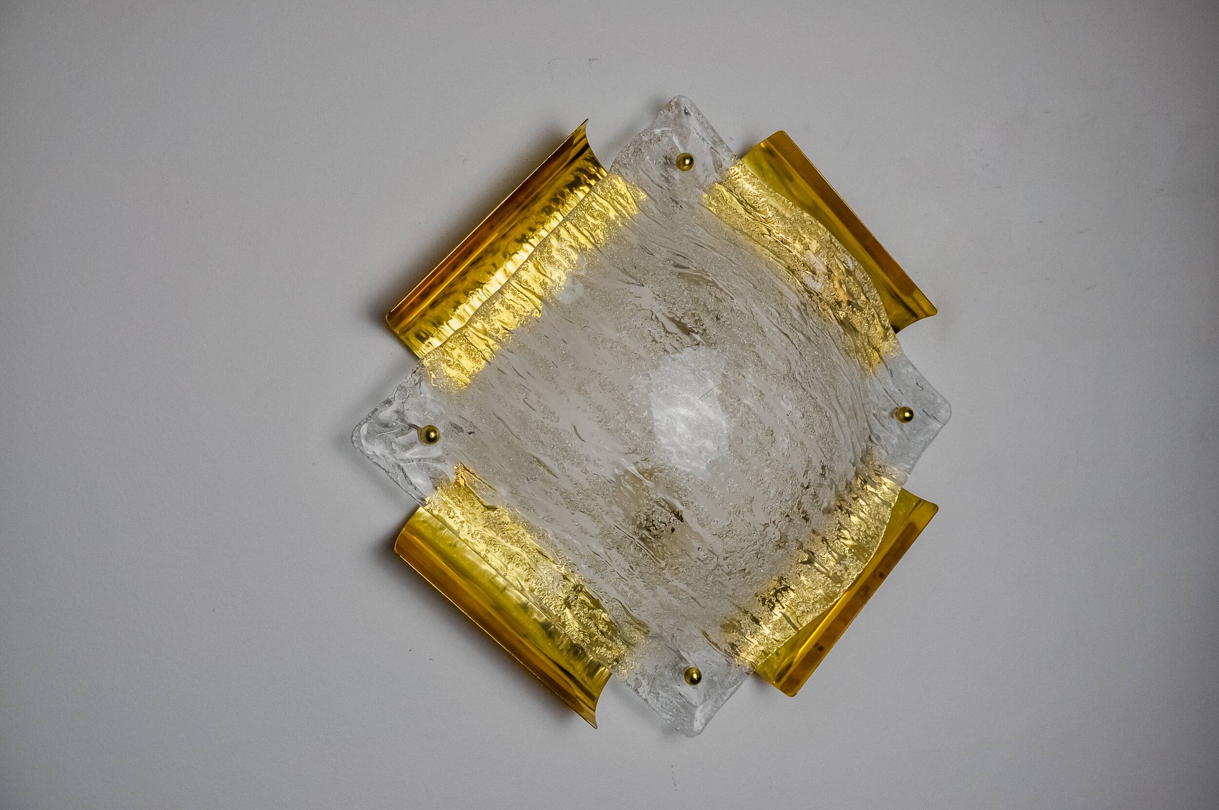 XXL frosted wall lamp by Kalmar, Murano glass, Austria, 1970