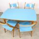 Mid-century Italian Wooden Dining Set of 5 in Blue