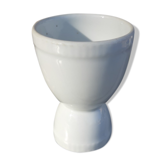 Double coquetier en porcelaine blanche