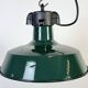 Industrial French Dark Green Enamel Factory Pendant Lamp, 1960s