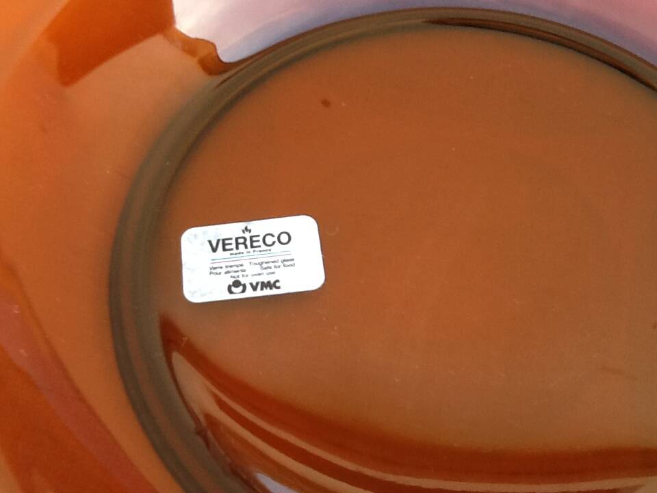 1970s Serving dish Tempered glass smoked brown color Vereco Made in France