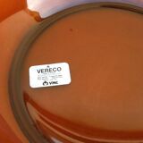 1970s Serving dish Tempered glass smoked brown color Vereco Made in France