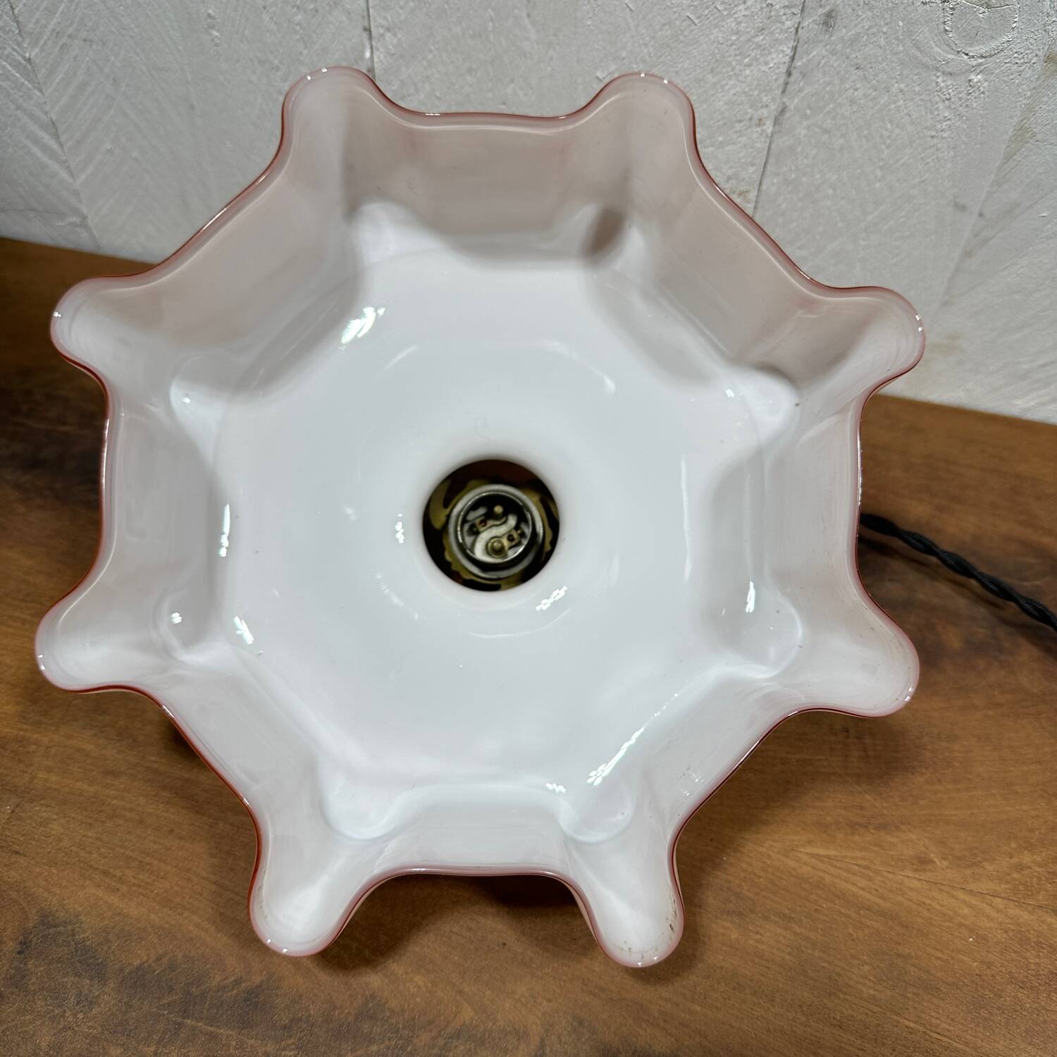 Pink opaline draped pendant light