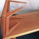 Teak coffee tables and tray by Johannes Andersen for Trioh, Denmark 1960s