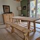 farm table and wooden benches