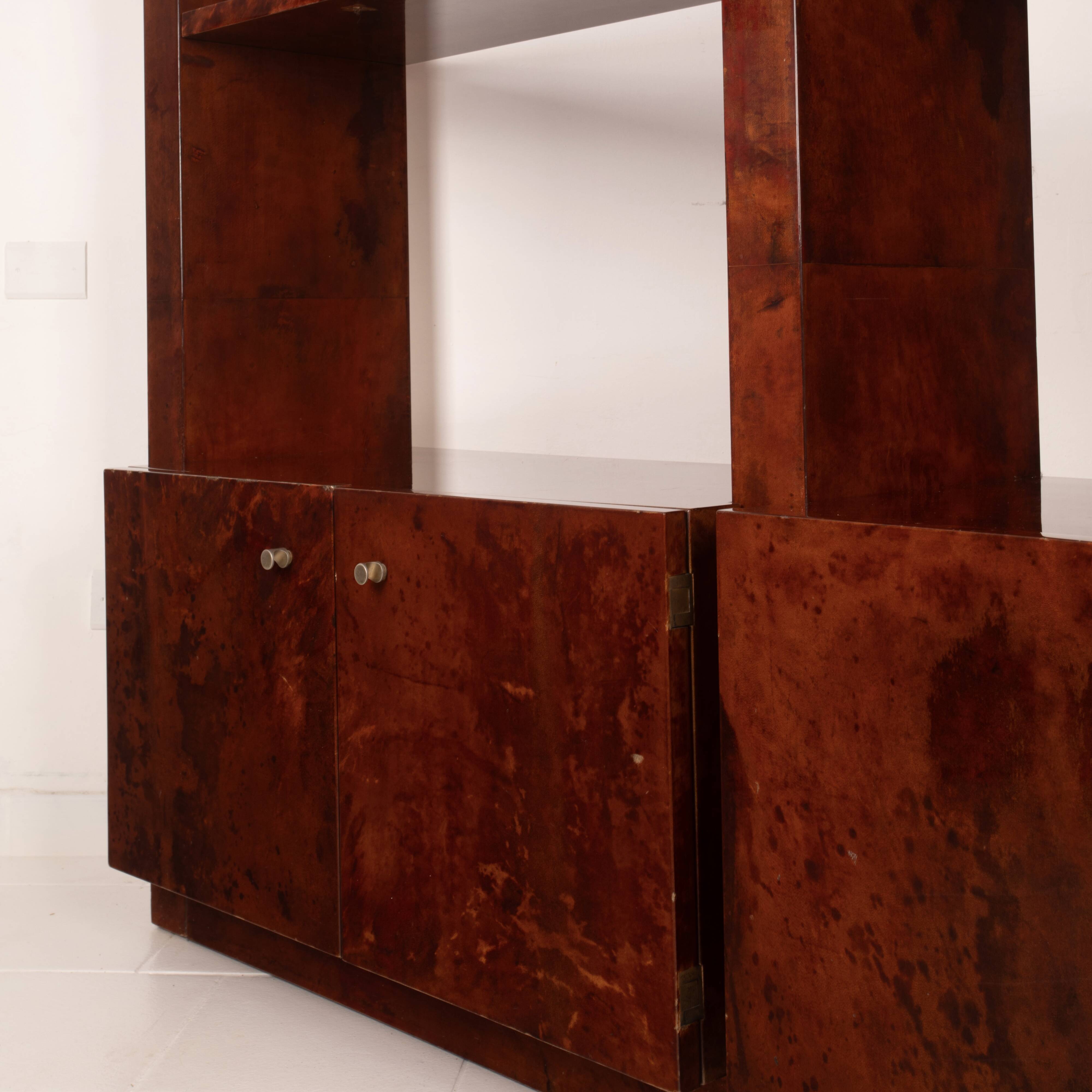 Parchment bookcase by Aldo Tura for Tura Milano 1960