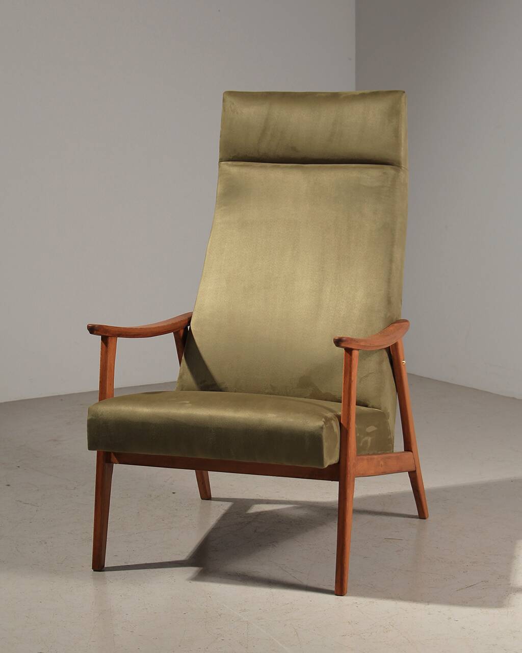 Vintage green velvet armchair