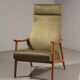Fauteuil vintage velours vert
