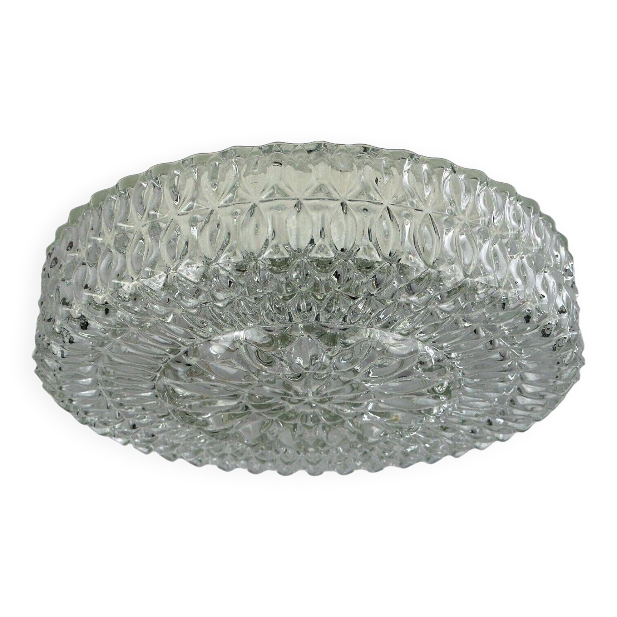 60s 70s ceiling lamp Hustadt Leuchten Germany Plafoniere glass & metal