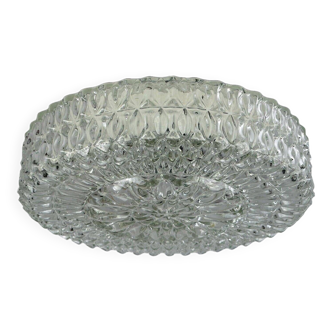 60s 70s ceiling lamp Hustadt Leuchten Germany Plafoniere glass & metal