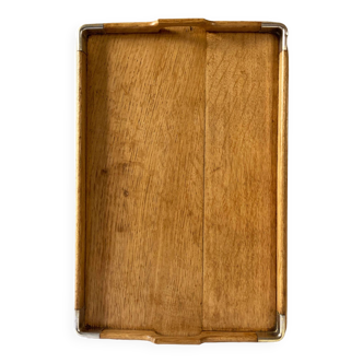 Old wooden and brass tray