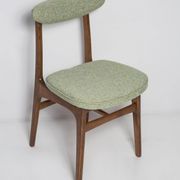 Mid-century apple green wool chair, beech wood, Rajmund Halas, Poland, 1960.