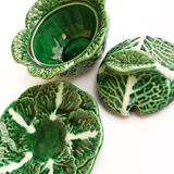 Mustard pot in barbotine cabbage leaves