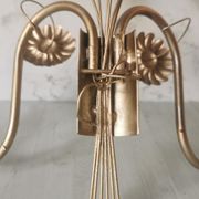 Wall lamp golden metal flowers