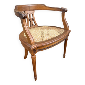 American office chair Louis XVI style wood and caning 1900