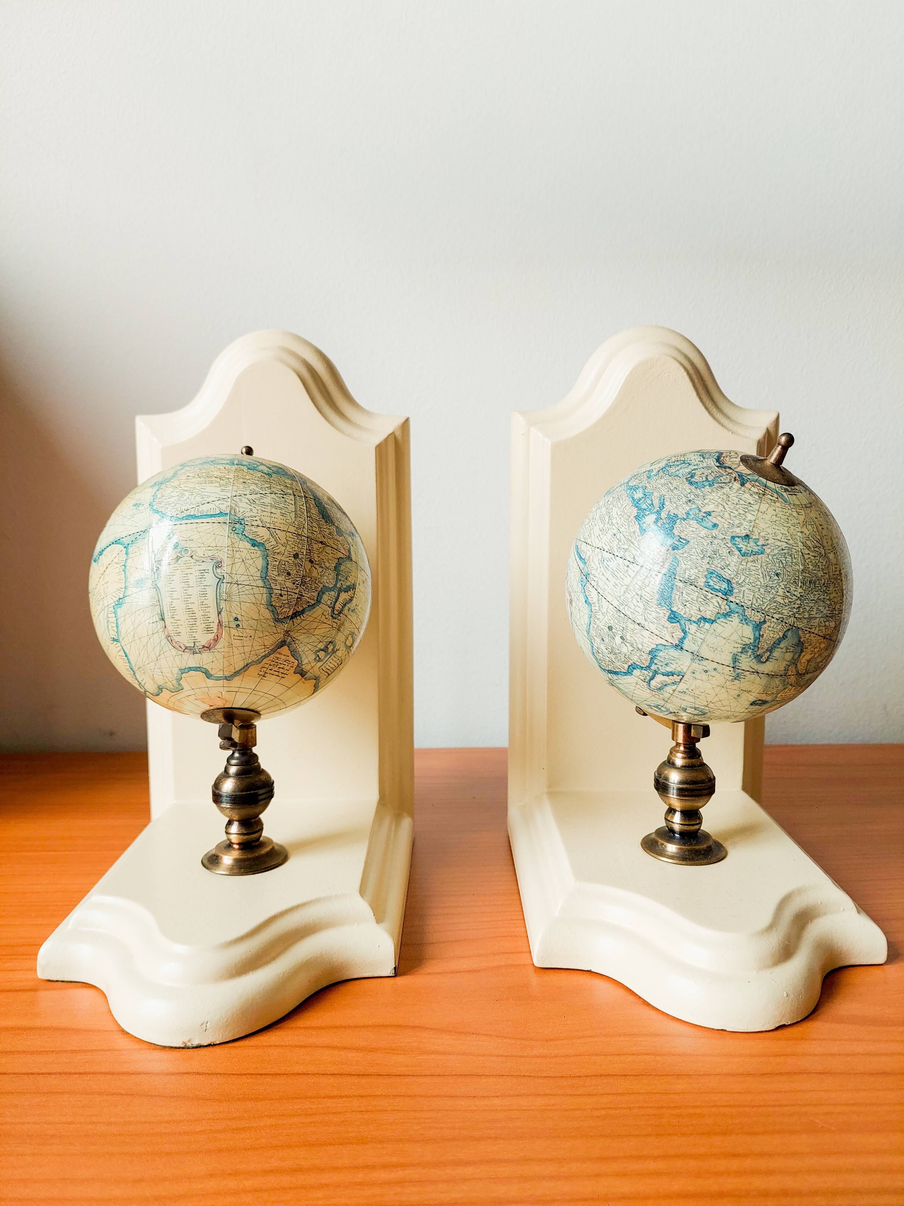 Pair of vintage globe bookends