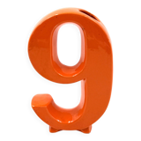 Space age orange ceramic solifleur vase, Marcel Radureau France 1970