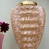Vintage art deco globe pendant light in pink clichy glass