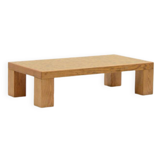 Rectangle oak mosaic coffee table from Rolf Middelboe & Gorm Lindum for Tranekaer, Denmark 70s.