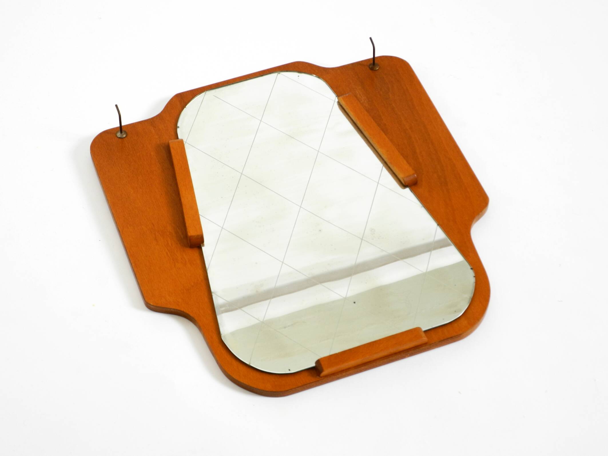 1930s Wall Mirror, Teak and Plywood, Abstract Design, Germany