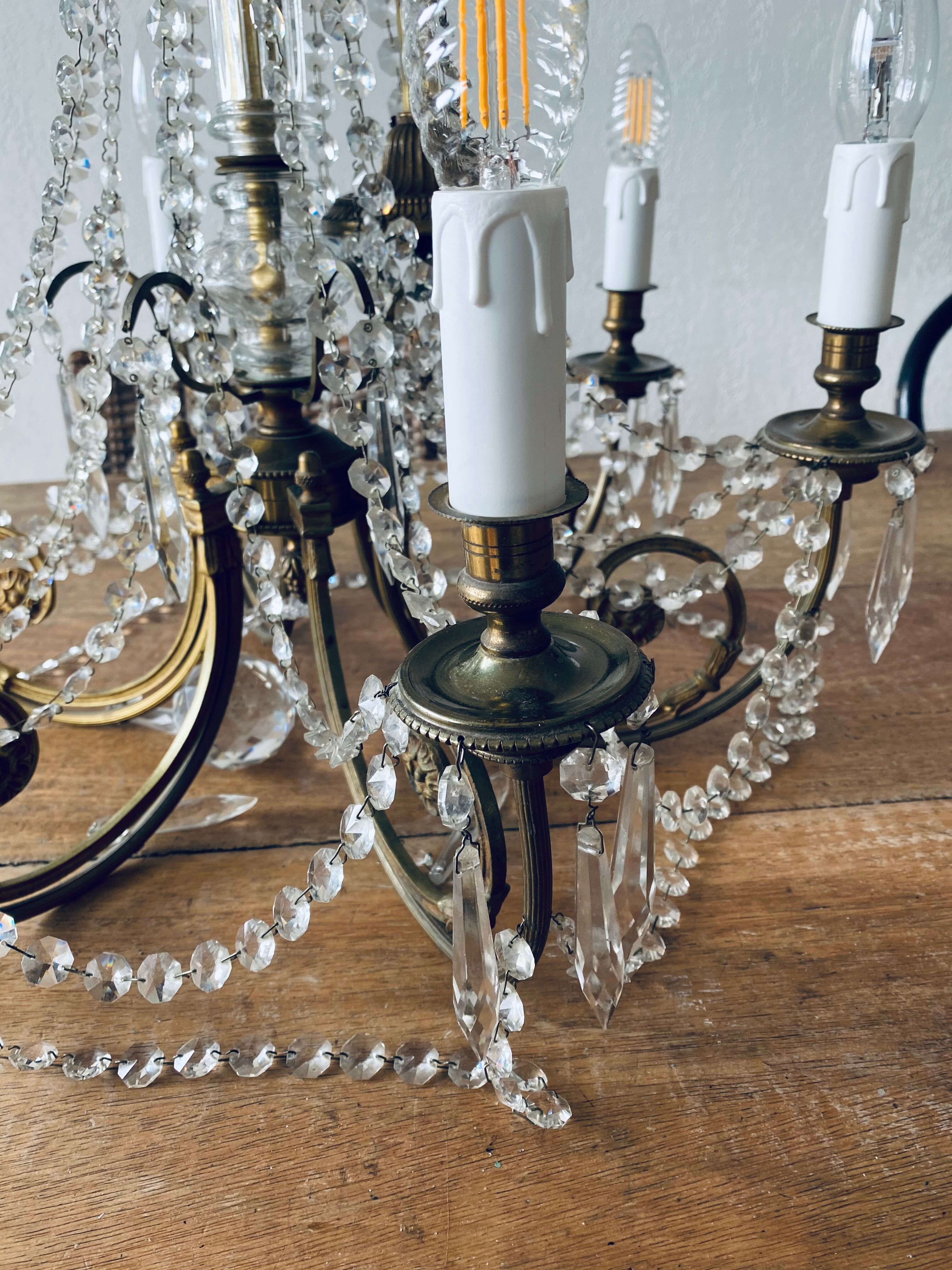 Chandelier with crystal and bronze tassels