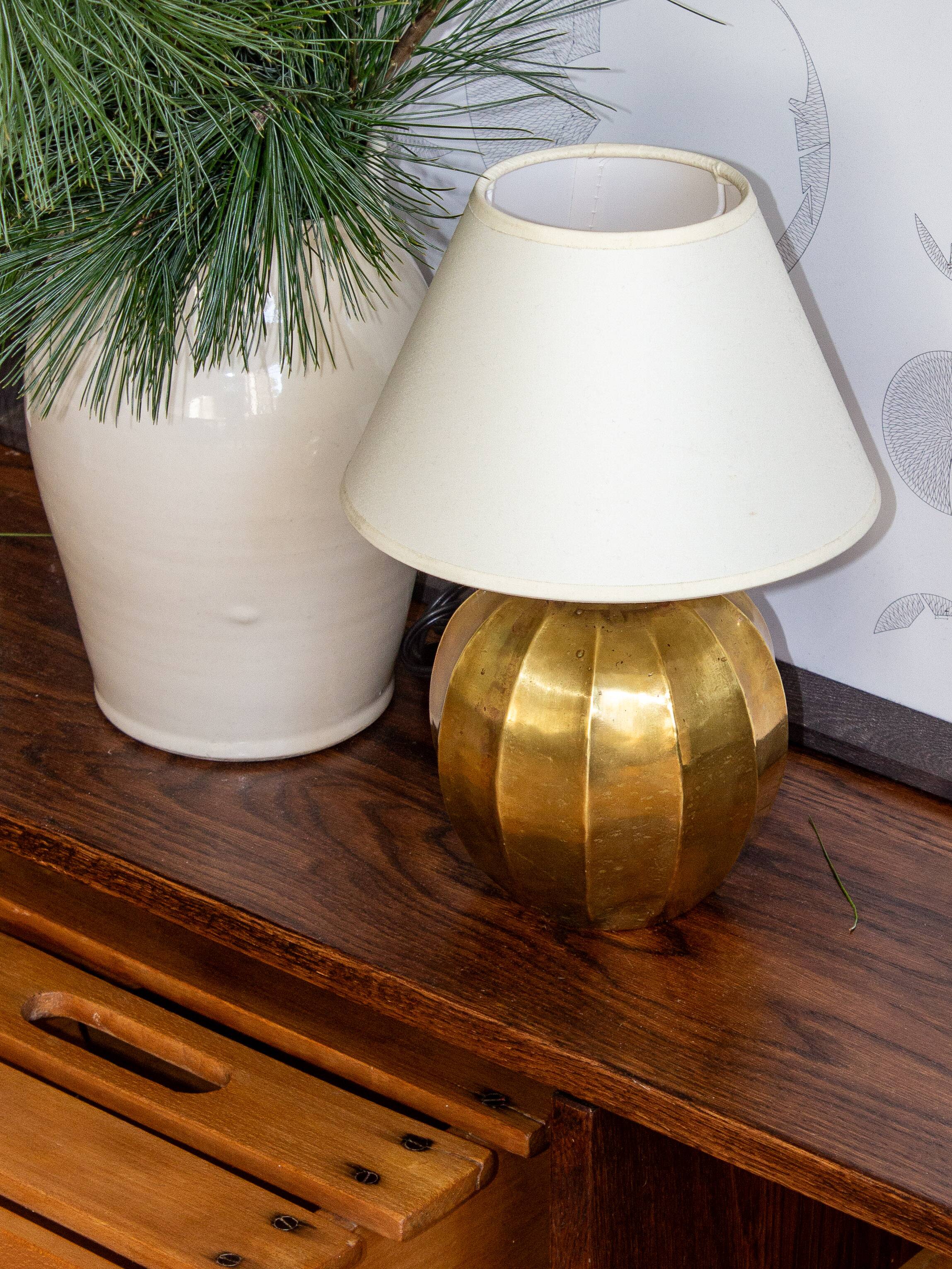 Faceted brass ball lamp base, 1940s