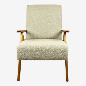 Fauteuil vintage beige boucle oak modèle b-310, années 1970