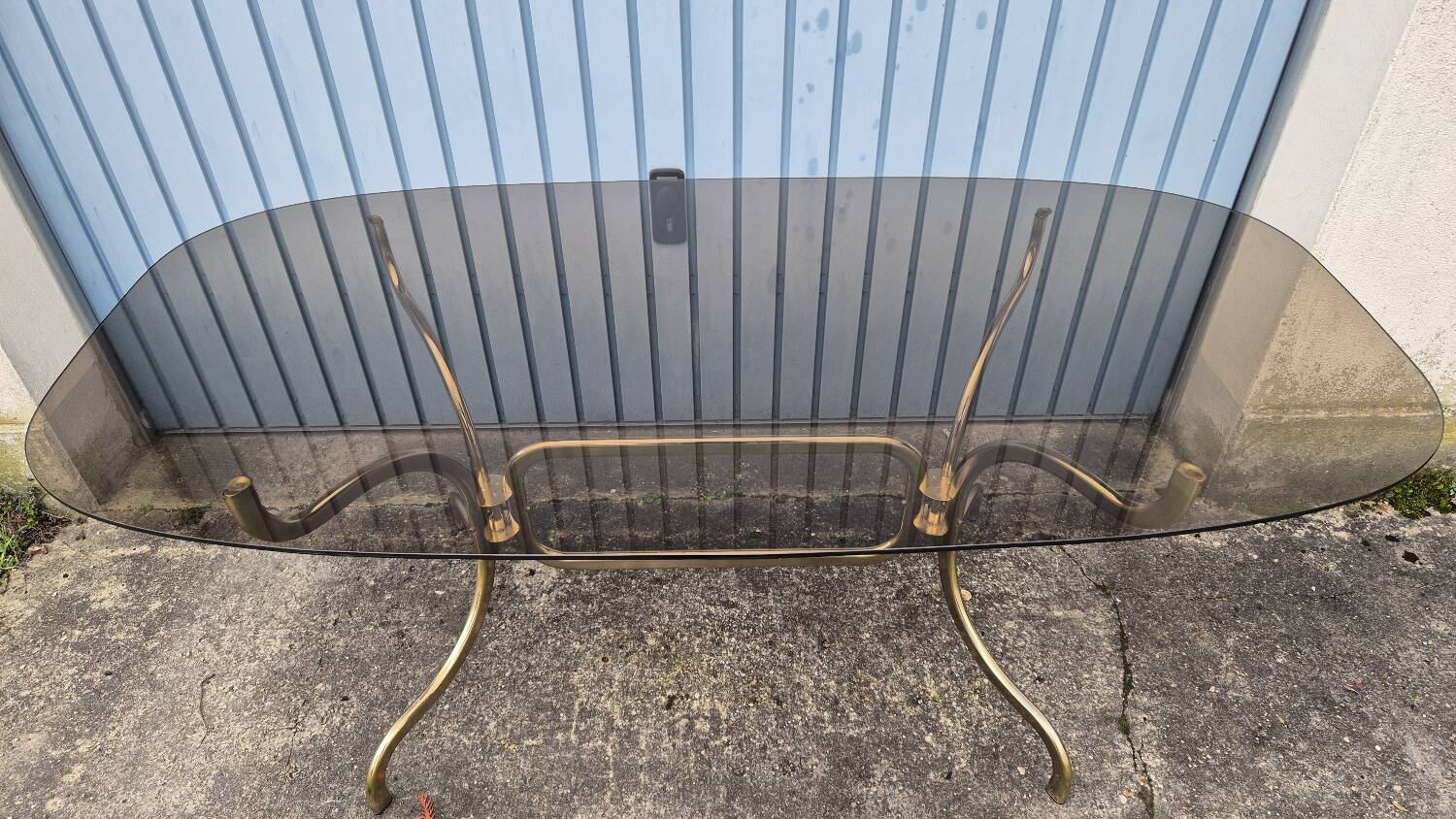 Smoked glass oval table 1970s