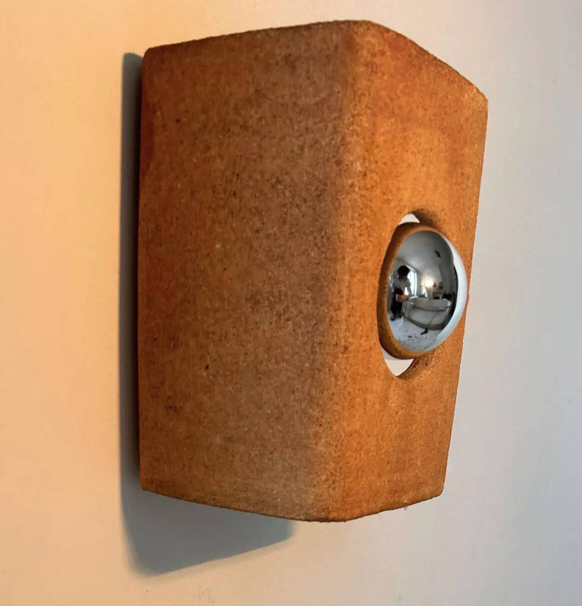 Vintage raw clay chamotte wall light, Guy Bareff, France 1970