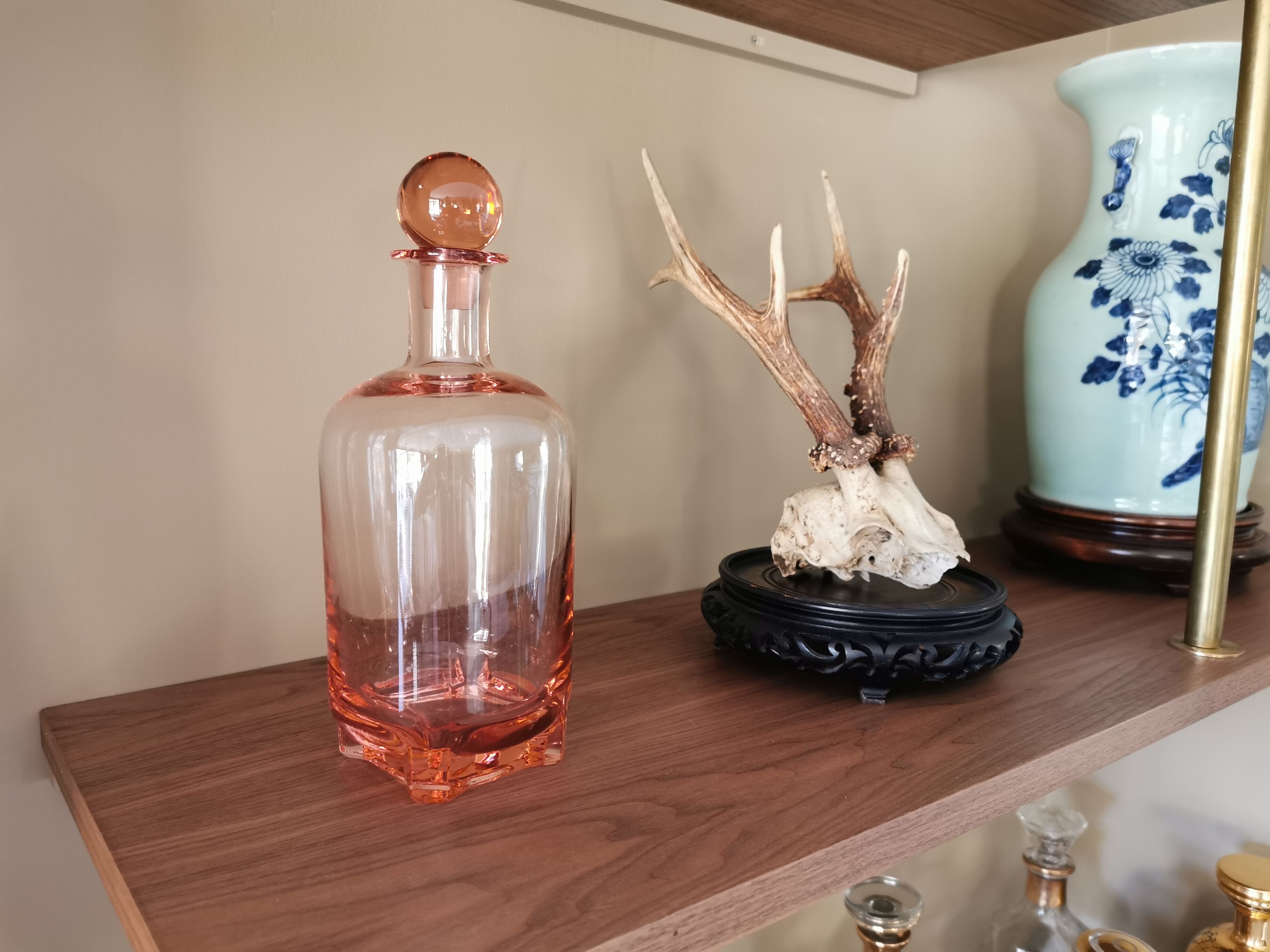 1940s pink glass carafe