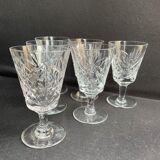 6 crystal wine glasses cut xxth