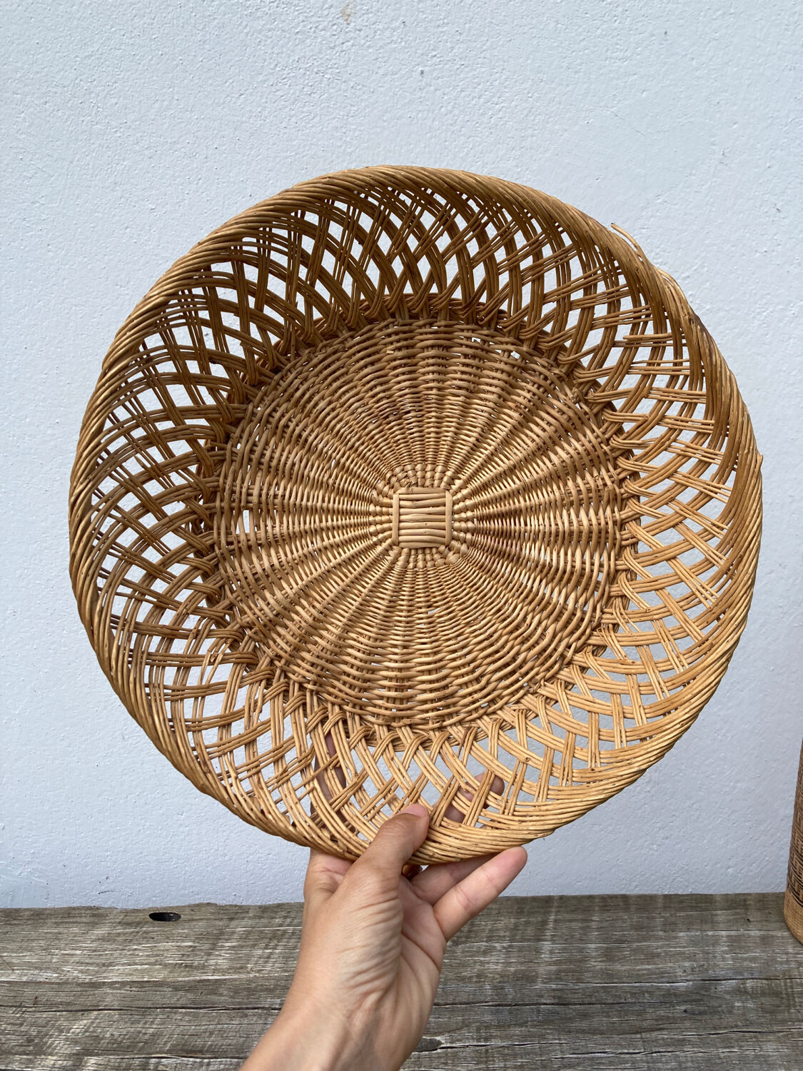 Rattan basket or vintage wicker braided or basket
