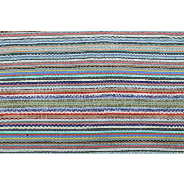 1970s Vintage Turkish Oushak Handmade Wool Cotton Blue Runner Rug 164x294