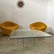 Old Italian design architectural coffee table from the 70s vintage glass and metal