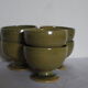 Set of 6 ice cut enamelled stoneware signed