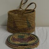 Bohemian seventies basket in plaited straw