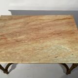 Middle wooden table with green-golden patina Louis XVI style, nineteenth century.