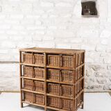 Wicker and rattan chest of drawers with 8 drawers