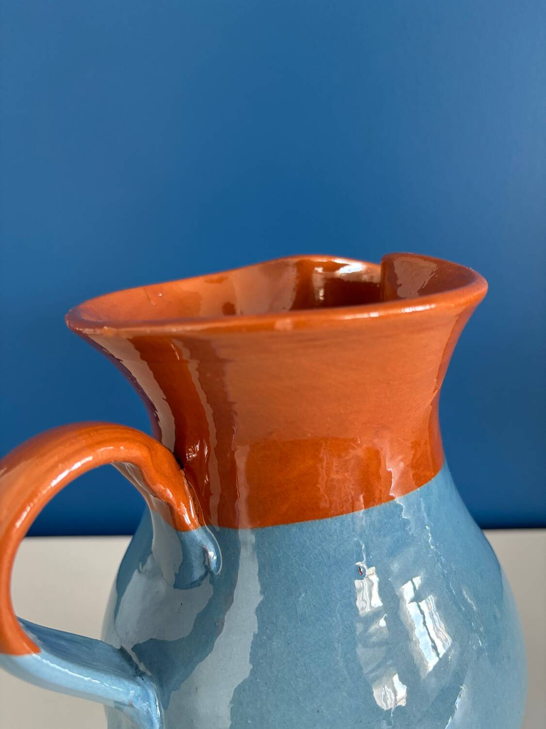 blue glazed ceramic carafe / blue glazed ceramic vase