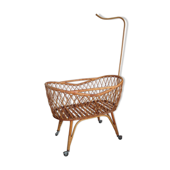 Vintage rattan cradle