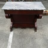 Console in mahogany veneer and marble