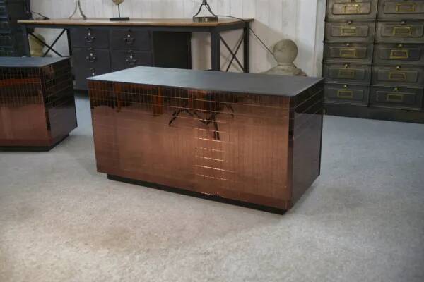 Set of 2 smoked mirrored dressing tables/jewelry counters with drawers 1970s