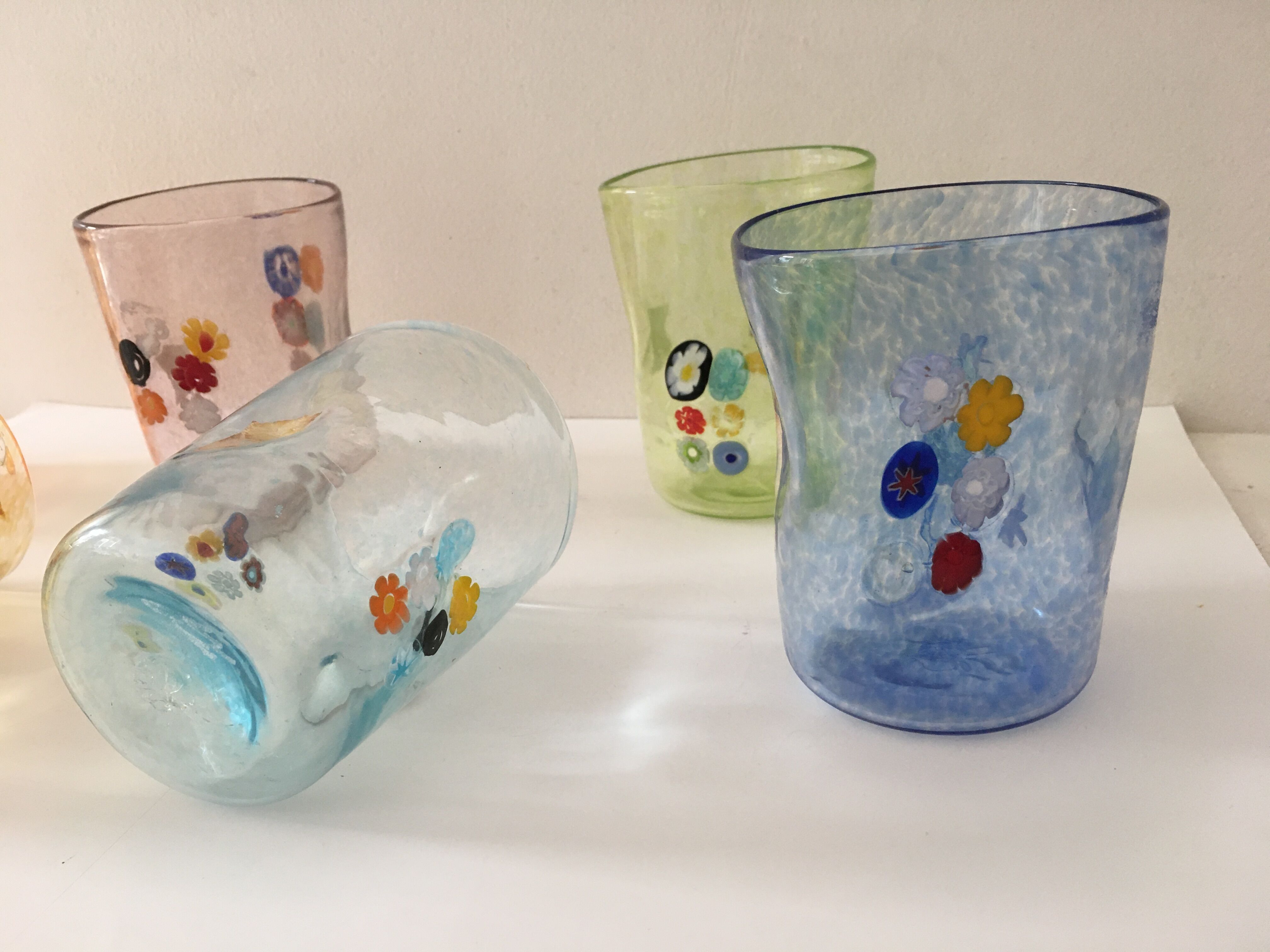 Service of 6 Murano glasses water "goto" "murrisa" in Murano glass unique piece