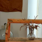 Large antique church bench 268 cm - Unique piece with flaking patina