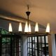 Mid-Century 6-Light Chandelier - Opaline and Brass